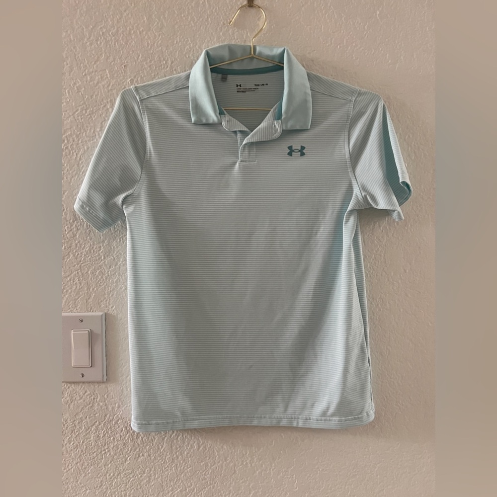 Boy’s Polo, Under Armour, Blue, Collared Neck, Short Sleeve, Size YL